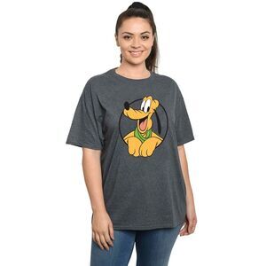 New Women's Plus Size Disney Pluto Short Sleeve T-Shirt Charcoal Gray (Size 3X)
